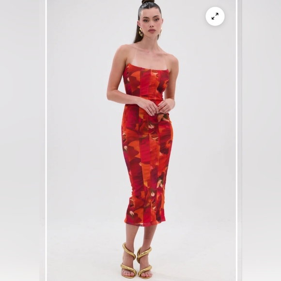 AKIRA ARCHETYPE PRINTED MIDI DRESS SIZE XL NWT - Picture 3 of 6